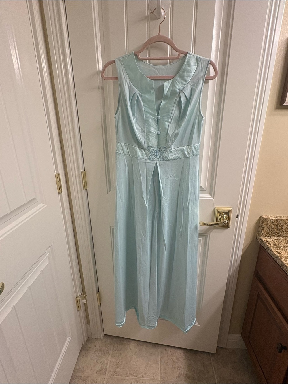 Vintage 1960's Sears Housewife Long Nightie Nightgown Blue 32 S Sleeveless